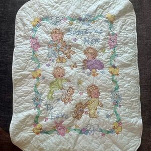Delightful Baby Quilt with Embroidered Characters